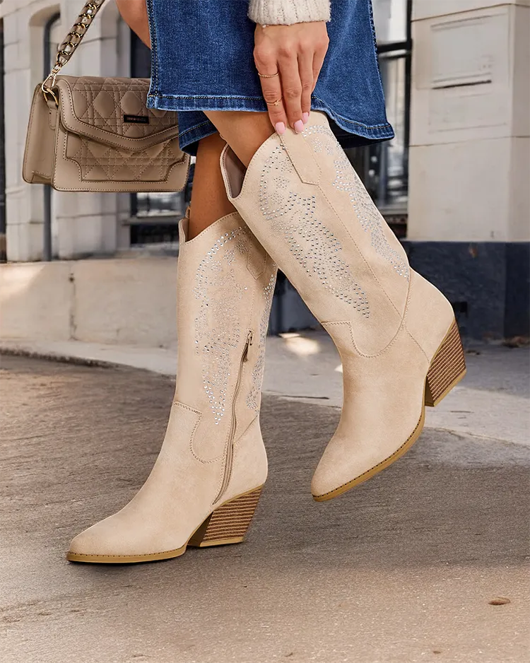 Royalfashion Damen-Cowboy-Stiefel mit Absätzen Kokoko