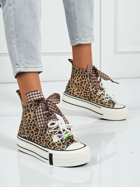 Damen Leonora Leo braune Plateau-Sneakers – italienischer Stil, Stoff