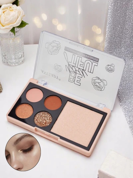 Palette mit 4 Glitzer-Lidschatten und Highlighter Ruby Glamour