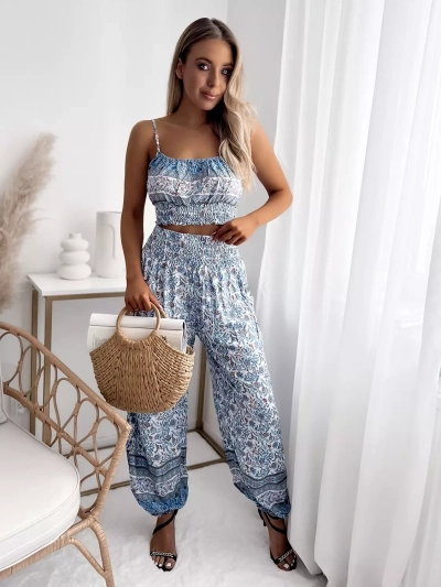 Blaues Damenset mit Druck - Kleidung