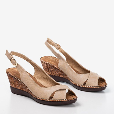 Beige Damensandalen auf Keil Minisa - Schuhe 1