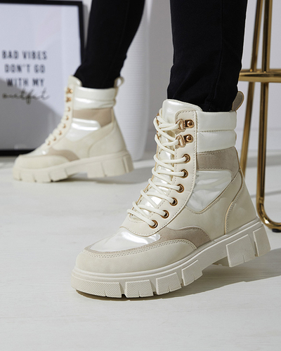 Кремові жіночі утеплені черевики-трапери Kasemi-Footwear