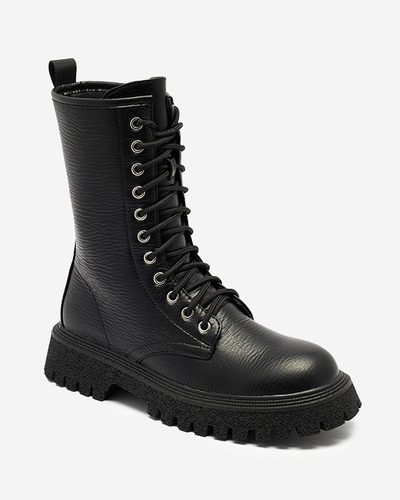 Schwarzer Damenstiefel mit Goldkette Azerik - Schuhe
