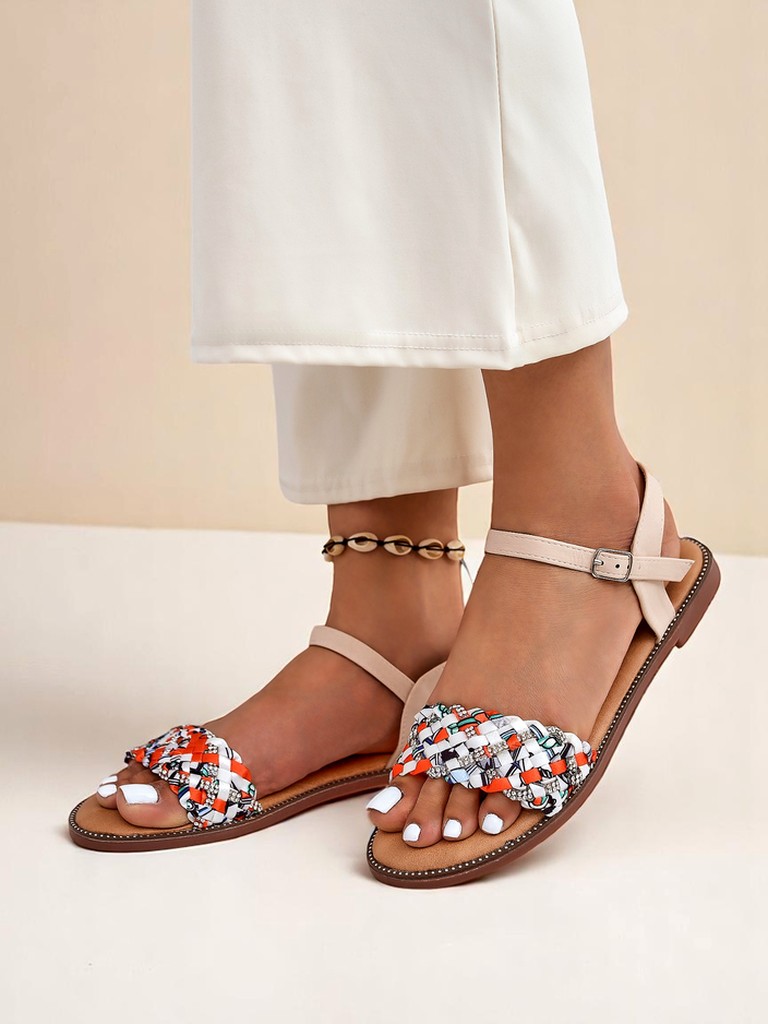 Royalfashion Damen Sandalen mit flacher Sohle ColorStrap