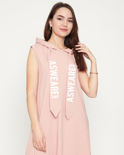 Damen-Sweatshirtkleid in Rosa in Midilänge - Kleidung