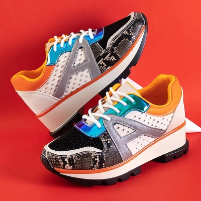 Schwarze und orangefarbene Turnschuhe mit Farbeinsätzen Meia - Footwear