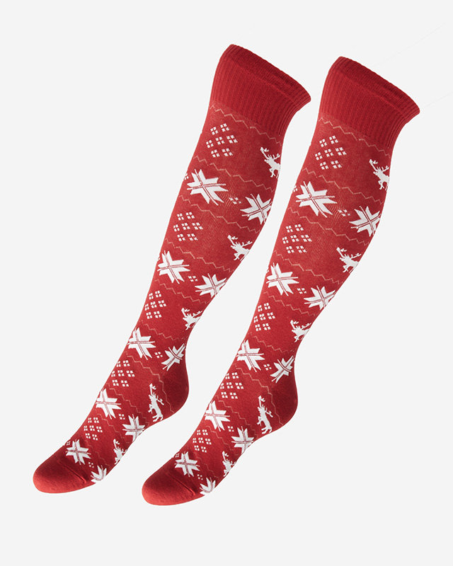 Lange kastanienbraune Weihnachtssocken für Damen - Unterwäsche