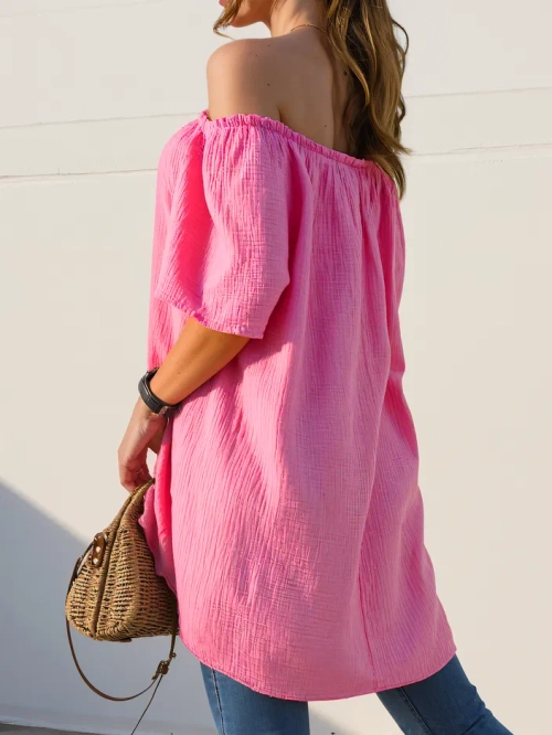 Блузка жіноча Royalfashion з бавовни в испанському стилі з декоративними ґудзиками