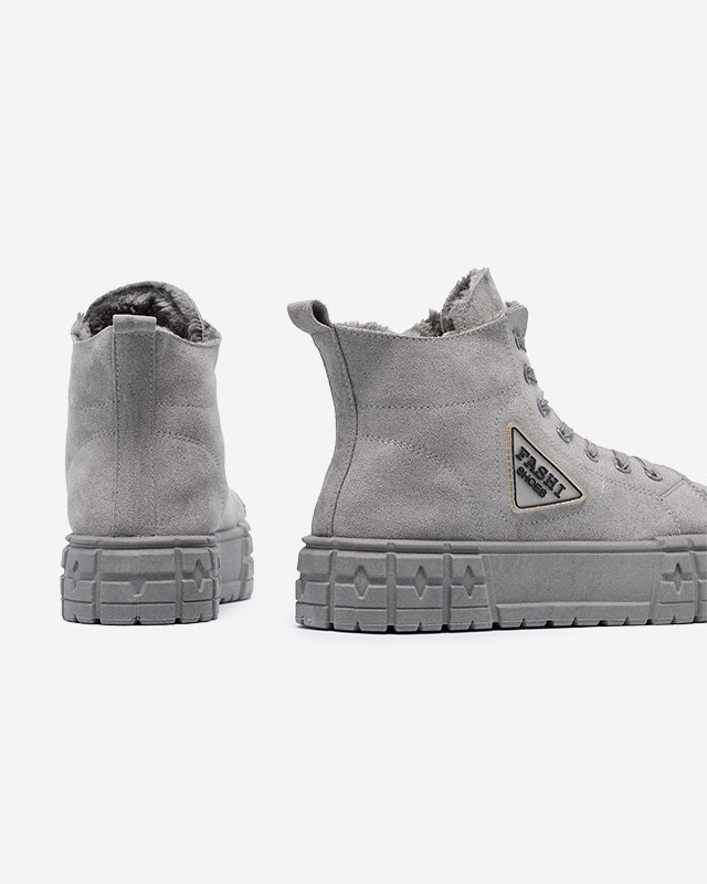 Graue Damenstiefel aus Öko-Wildleder mit Isolierung Zephyr - Schuhe