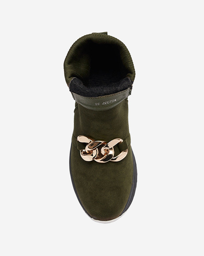 Grüner isolierter Damenstiefel aus Öko-Wildleder Cuzitta- Footwear