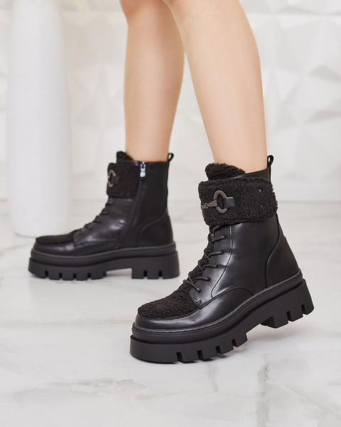 Royalfashion Damenstiefel mit Schafsfell Faeltone