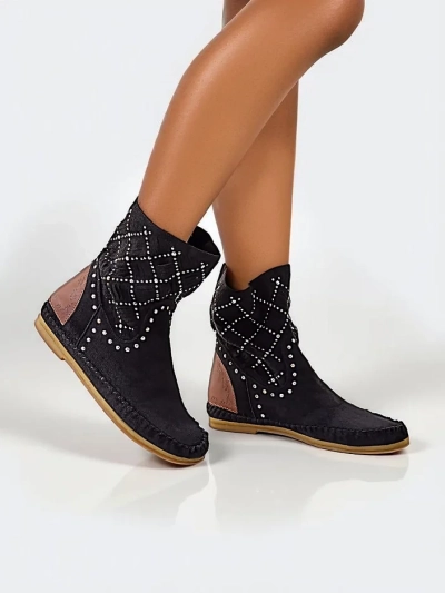 Жіночі ботильйони Royalfashion з низьким каблуком та заклепками, Індійський стиль