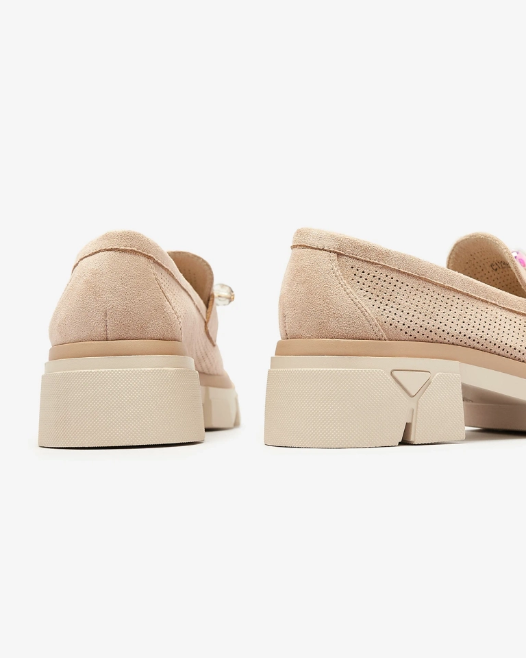 Durchbrochene Mokassins für Damen in Hellbraun Peloga- Footwear