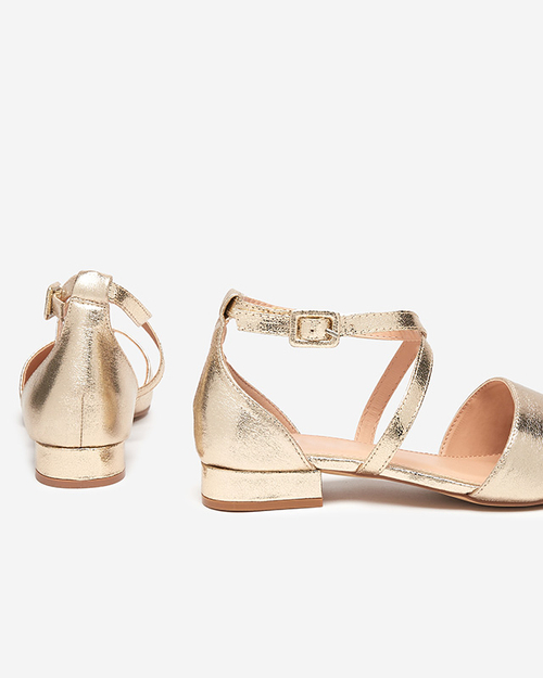 Жіночі золотисті балетки на підборах Osies- Shoes