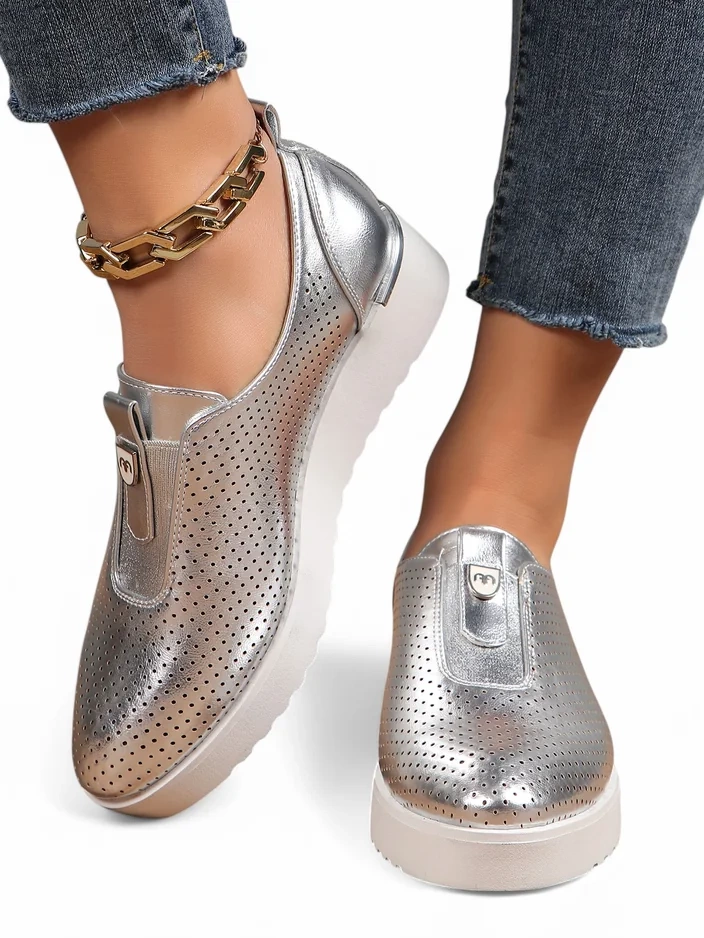 Royalfashion Damen Slipper perforierte Schuhe Goffies