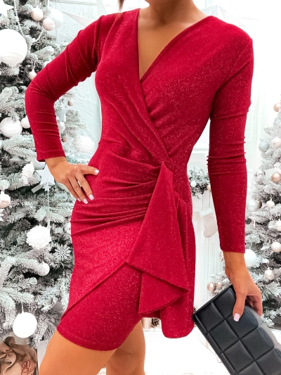 Royalfashion Glänzendes plissiertes Minikleid für Frauen
