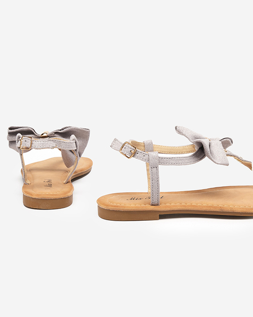 Сірі жіночі босоніжки з бантом Buttels