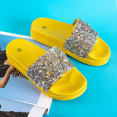 Gelbe Damenpantoffeln mit Zirkonia Onesti - Schuhe