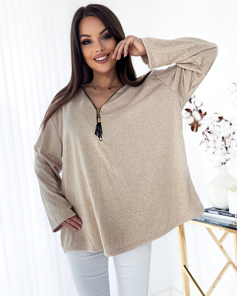 Royalfashion Oversize-Bluse für Damen in Beige