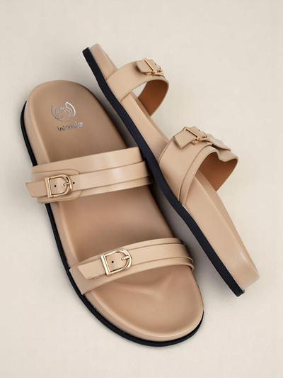 Royalfashion Damen-Pantoletten aus Öko-Leder EcoTwins Slides