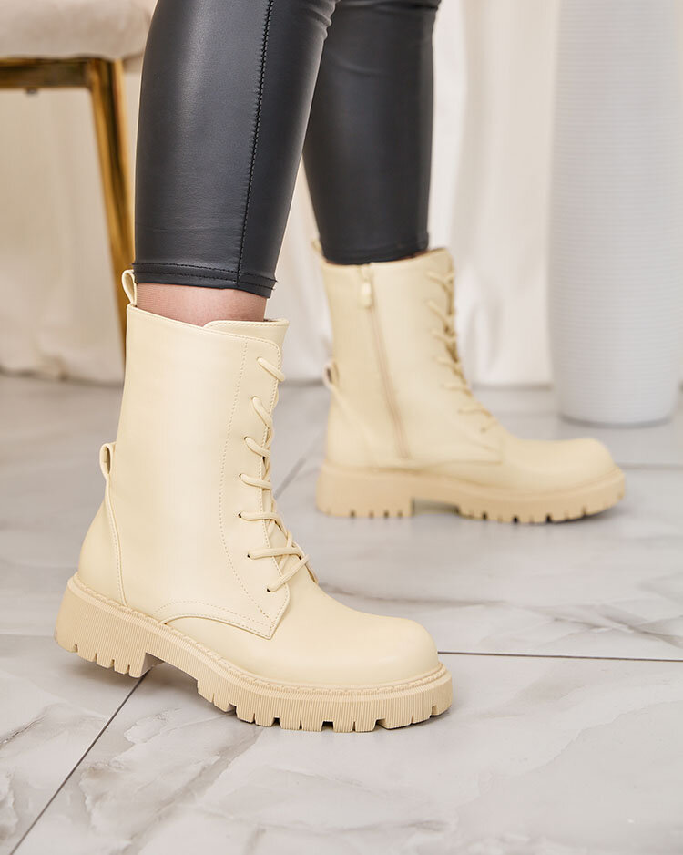 Royalfashion Beige Damen-Schnürstiefel Vacavva