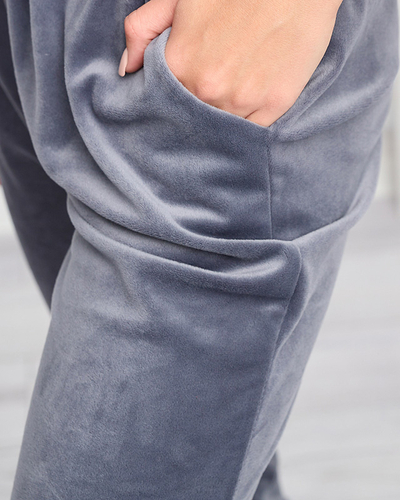 Dunkelgrauer Trainingsanzug aus Velours für Damen - Kleidung