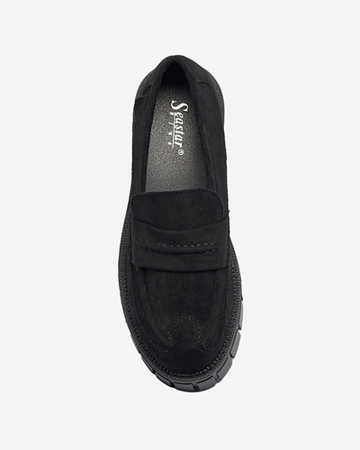 Schwarze Öko-Wildleder-Mokassins für Damen Siherta- Footwear