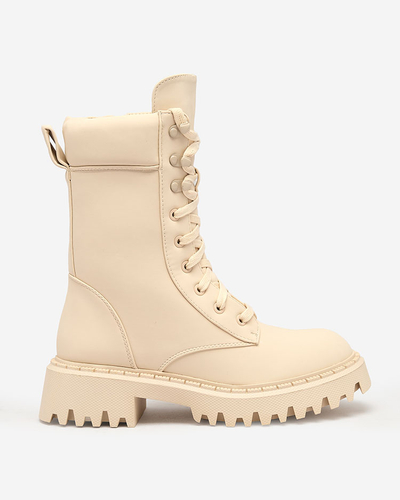 Жіночі черевики на шнурівці Royalfashion бежеві Vifititi