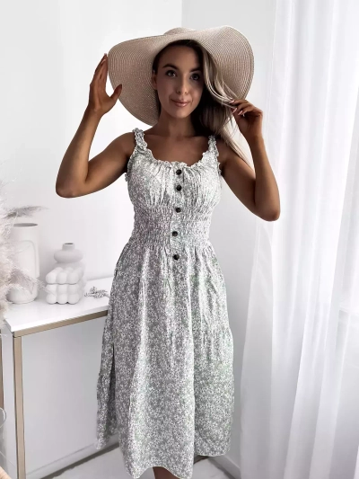 Knielanges Kleid für Damen mit Blumenmuster Kleidung