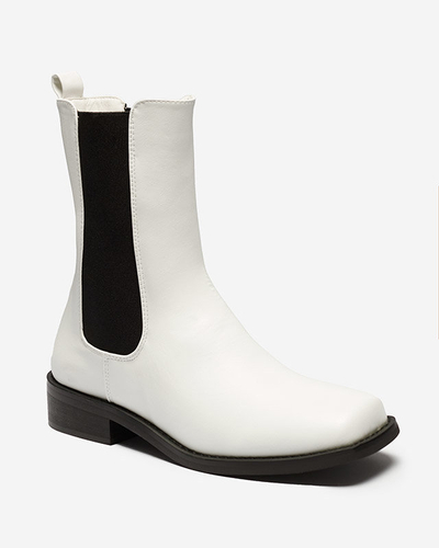 Weiße hohe Damenstiefel mit eckiger Kappe Ludiz- Footwear