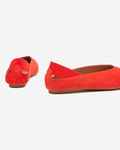OUTLET Damen-Ballerinas in Orange mit Karree-Spitze Lojara - Schuhe