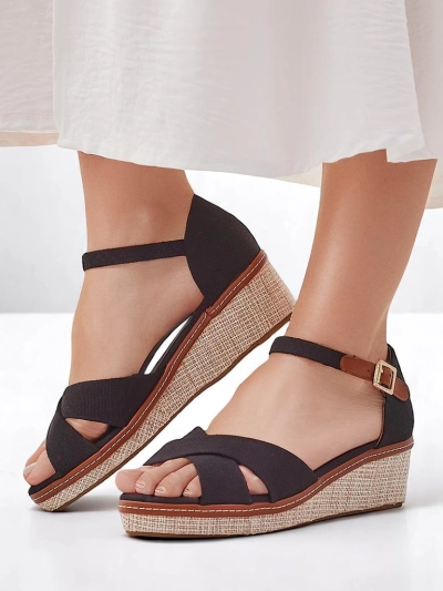 Royalfashion Damen Keilsandalen ohne Zehenteil Terrific