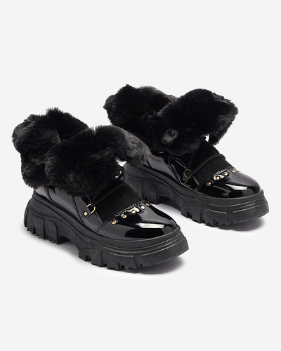 Schwarze Damen-Schneestiefel zum Schnüren Fentes- Footwear