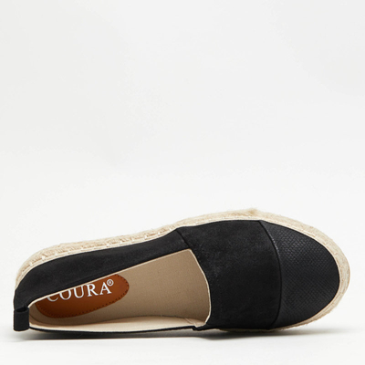Schwarze Espadrilles mit dekorativem Zeh Steve - Footwear