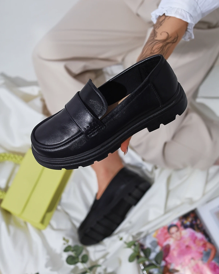 Schwarze Mokassins aus Öko-Leder für Damen Raffive - Footwear