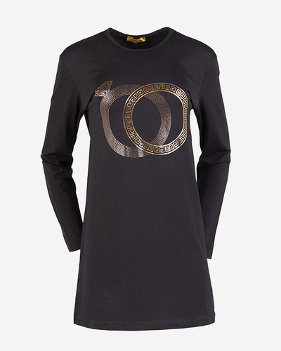 Schwarze Damentunika mit Golddruck - Kleidung