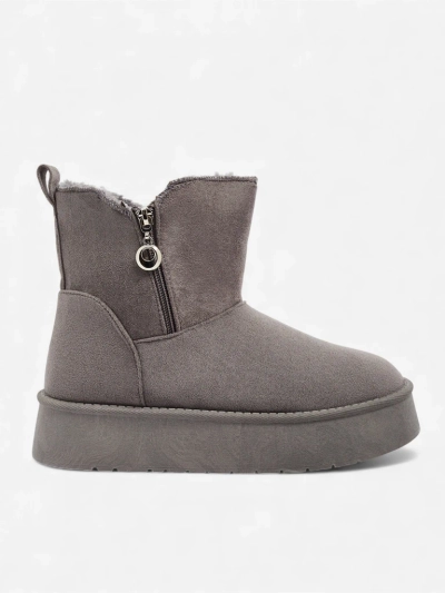 Damenstiefeletten Luna Grau Öko-Leder Elegant für den Winter