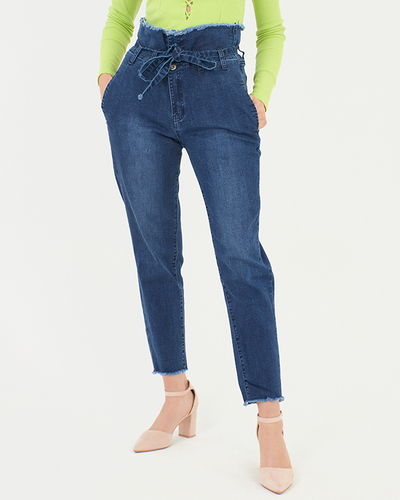 Marineblaue Mom-Jeans für Damen - Kleidung