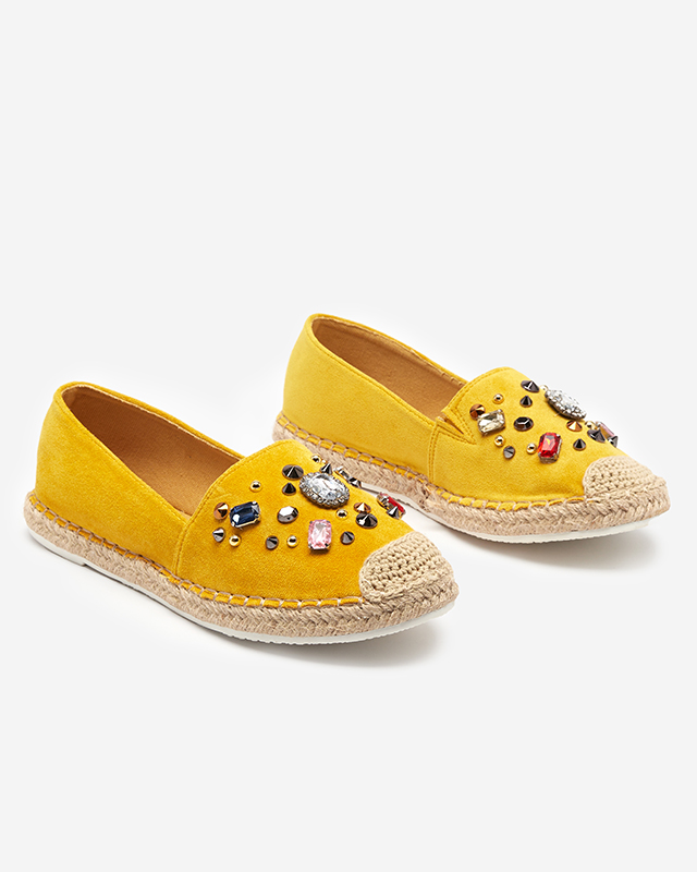 OUTLET Gelbe Espadrilles aus Öko-Wildleder für Damen mit Zirkonias Mediros - Schuhe