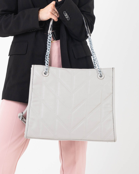 Graue elegante Damenhandtasche mit Griffen an den Ketten - Accessoires