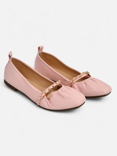 Rosa Callista Ballerinas aus Öko-Leder mit Kette – stilvoll für Frühling und Sommer