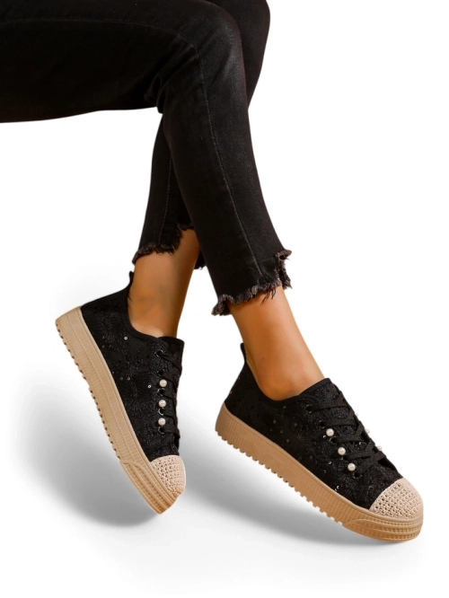 Royalfashion Жіночі кросівки з мереживом та паєтками Nille