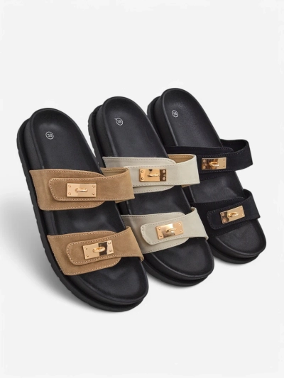 Royalfashion Damen Sandalen mit dekorativen Schnallen Costes