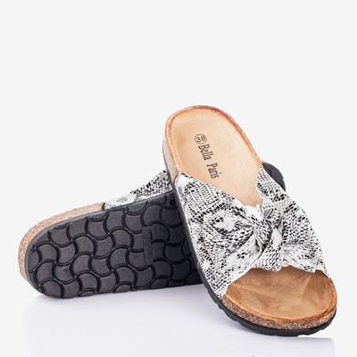 Weiße Damen-Flipflops mit Schleife a'la Schlangenhaut Sunshine - Footwear 1
