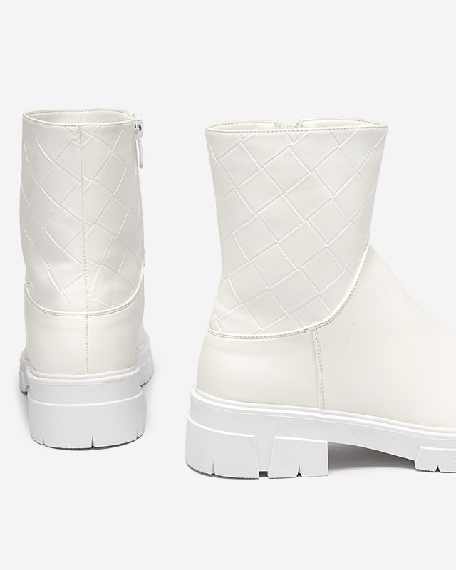 Weiße hohe Damenstiefel mit Steppung Redis - Footwear