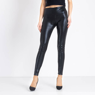 Schwarze Treggings für Damen mit glänzendem Besatz - Kleidung