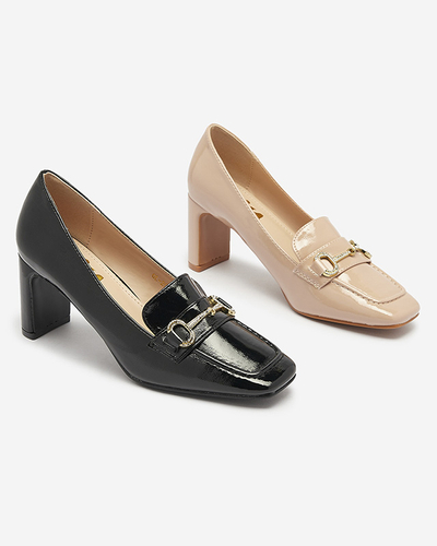 Lackierte Damen-Pumps im Mokassin-Stil in Schwarz Koccol- Footwear