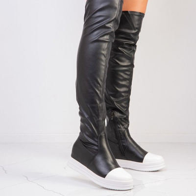 Schwarz-weiße Disco-Plateaustiefel - Schuhe