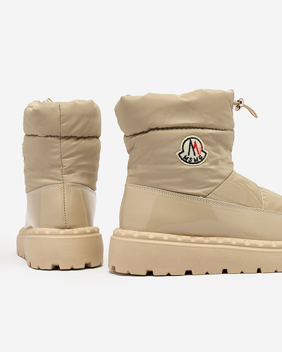 Royalfashion Damen Schlupf-Schneestiefel in hellbrauner Farbe Ireda