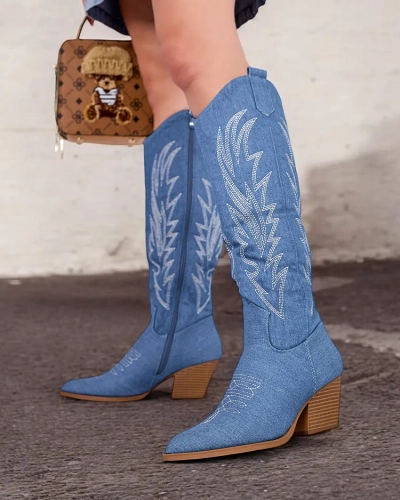 Royalfashion Women's Lisso Heeled Cowboy Boots